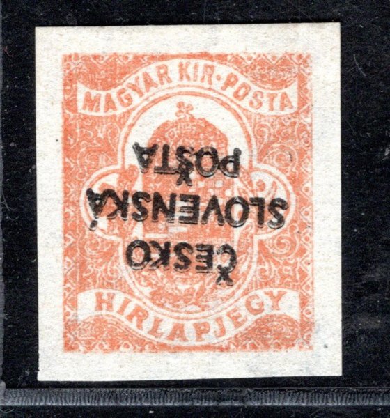 RV 157 PP, Šrobárův přetisk, převrácený, novinová, oranžová 2 f, zk. Mrňák, Vrba
