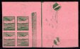 L 7 ZT, pravý horní rohový 4 blok s okrajem bordurou, otisky šroubů na okraji, papír růžový, zelená 50 h, hezké