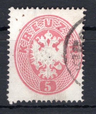 24; 5 kr červená IV. emise, vysoká 19 zoubků, katalog Ferchenbauer € 70.-, nepatrná světlinka, pěkný kus.