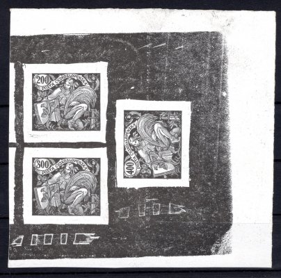 HaV 1920 ZT – zinkografický štoček 200+300+400 – křídový papír – nevyčištěná deska, černý tisk, zk. Karásek