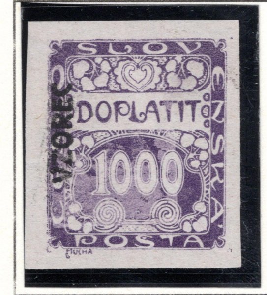 DL 13  VZ, 1000 h -  přetisk VZOREC, vlevo nahoru, hledaná známka  - ( odřená známka ) 