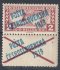 57 B - 2h hnědočervená s modrým přetiskem Pošta československá 1919 s přetištěným kuponem, ŘZ 11 1/2, v okrajích tupé zuby, na známce DV přetisku - přerušené písmeno O ve slově pošta, kat.4000 Kč, zk. Gilbert 