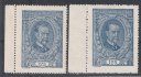 140 Ob - dva krajové kusy hodnoty 125 h modrá, typ I, obě s částečným obtiskem na zadní straně, zajímavé