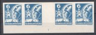 356 - krajové čtyřznámkové meziarší hodnoty 6K modrá, na okraji rozměřovací bod, dolní krajový kus, bílý papír, kat. 500 Kč