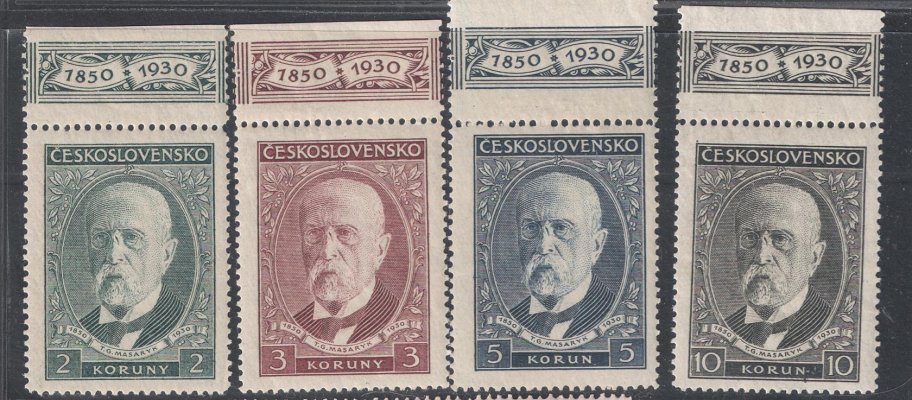 261 - 264 - série vydaná k příležitosti 80. narozenin T. G. Masaryka 2Kč - 10Kč, známky s horním i dolním ozdobným okrajem, kat. 1000 Kč