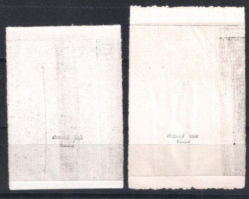 762 ZT - dva kusy ZT hodnoty 30h s motivem Václav Hollara na lístku bílého papíru bez lepu, světlý a tmavý odstín černé barvy, černá vodorovná čára v dolní a horní části, na zadní straně černé šmouhy od tiskové barvy, zk. Karásek 