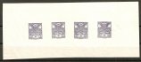 Soutisk Holubice  4 - hodnot na známkovém papíře, 10h + 20 h + 25 h ( Typ II ) + 5 h , bez lepu -   světlě modrá brava , široké okraje, rozměry 182 x 75  mm x 74, hledané 