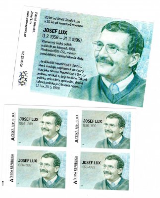 TL 102  ( VZ ZS 0102  ) Josef Lux , nominál 4 x A - sešítky  vlastní známky 