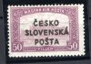 RV 159, Šrobárův přetisk, Parlament, fialová 50 f, zk. Tribuna, Mrňák