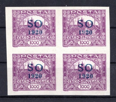 SO 23 ; 1000h fialová s modrým přetiskem ve 4-bloku 