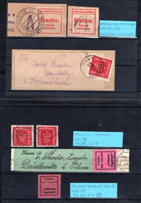 1918 - 19, Novinová provizoria, sestava na 4 destičkách formátu A 6, jednotlivé položky popsány, katalogová cena POFIS cca 12 tisíc, hezký a zajímavý los