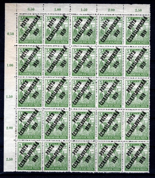 103 ; 5 f zelená rohový kus s počítadly - 25-ti blok, 1 x povoleno v perforaci 