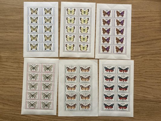 1526 - 1531, u 60 h ohyb -  PL (10), motýli - kompletní série 