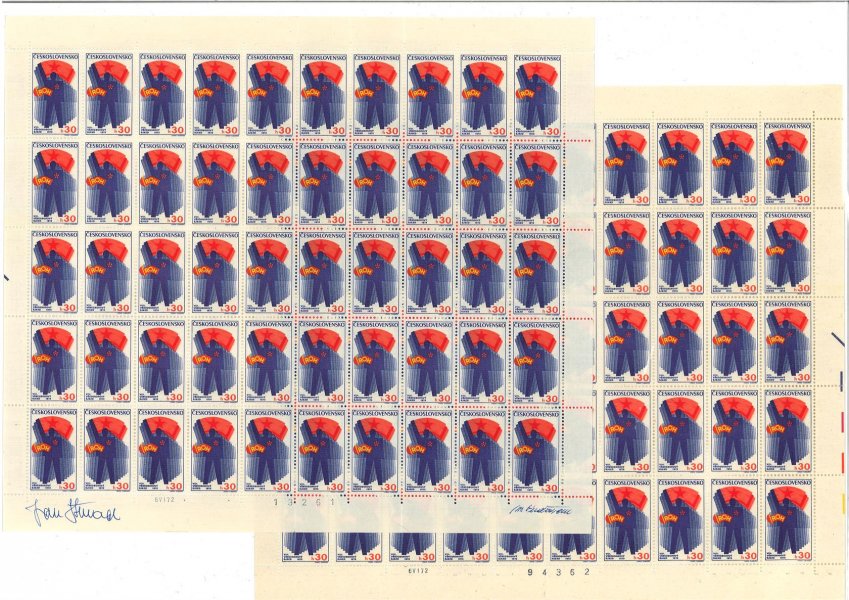 1963 ; kompletní archy s daty tisku  deska A + B - podpis rytce 