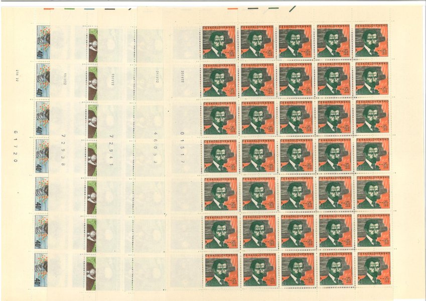 1968 - 1973 ; Výročí kulturních osobností - kompletní řada tiskových archů, některé kusy desky A + B - celkove 9 archů 