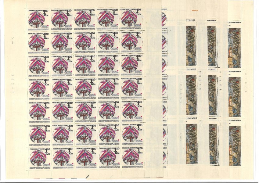 1920 tiskové desky A + B - s DV 7/2, 1921 tiskové desky A+B - celkem 5 archů - kompletní archy  s daty tisku 