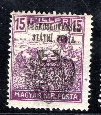 RV 124, Skalický přetisk, ženci, fialová 15 f, zk. Mrňák, Vrba