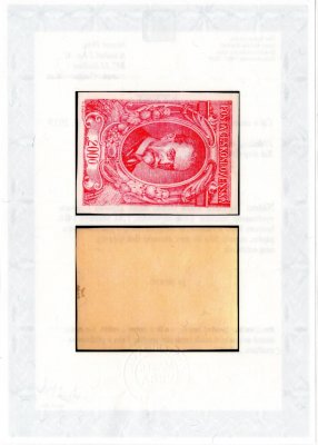 ZT 2000 h, TGM, papír pokřídovaný, rozměry 50x69 mm, hodnota 2000 h v barvě červené, zk. a atest Vrba, hledaný zkusmý tisk - návrh