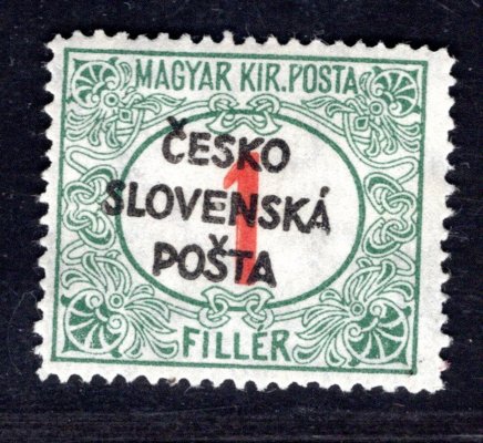 RV 154, Šrobárův přetisk, doplatní, červená čísla, 1 f, zk. Vrba