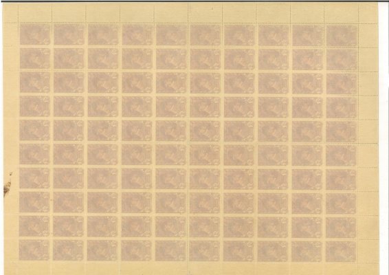385, PA (100), TGM, kompletní arch, červená 1 K, rozměřovací křížky