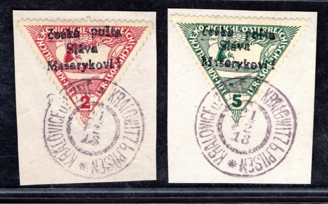 RV - Kralovické vydání, tzv. Fontánův přetisk, trojúhelník 2 a 5 h na výstřižcích, hezké a hledané