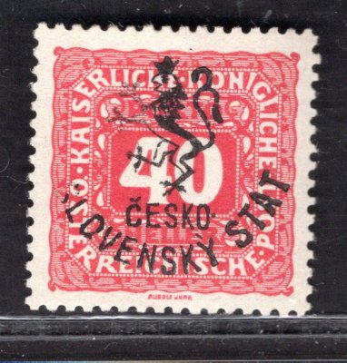 RV 83, Marešův přetisk (Hlubocké vydání), doplatní malá čísla, červená 40 h, zk. Vrba