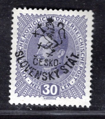 RV 93, Hornerův přetisk (Budějovické vydání),  Karel, fialová 30 h, zk. Vrba