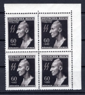 111, Heydrich, pravý horní rohový 4 blok , 2 x DV - vajíčko na hlavě