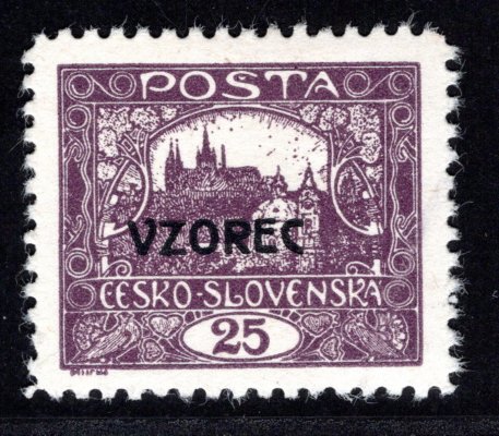 11 L VZ, 25 h fialová s přetiskem VZOREC - kartónový papír, řz 10 1/2 - zkoušeno Vrba