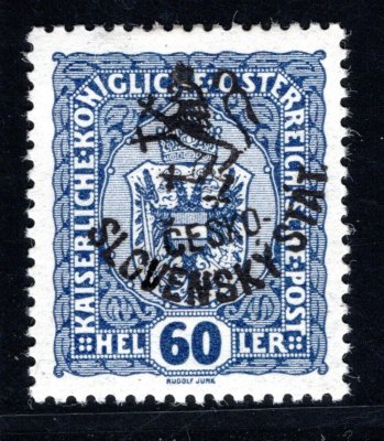 RV 96, Hornerův přetisk (Budějovické vydání), znak, modrá 60 h, zk. Vrba