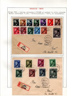 Domažlice - přetisk na známkách A. H., R dopis - 2 x, hezké