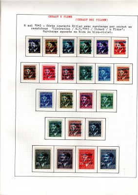 Chrást u Plzně - přetisk na známkách A. H., přetisk modrý, kompletní