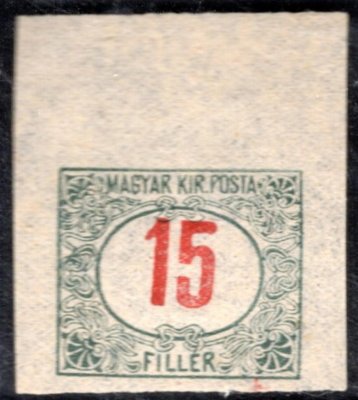 Maďarsko - Mi. P 42 ZT, krajová, nezoubkovaná, červená čísla 15 f