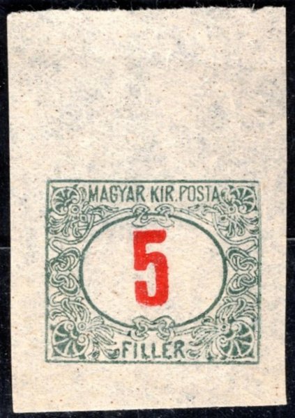 Maďarsko - Mi. P 38 ZT, krajová, nezoubkovaná, červená čísla 5 f