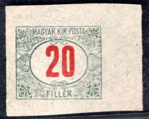 Maďarsko - Mi. P 43 ZT, krajová, nezoubkovaná, červená čísla 20 f