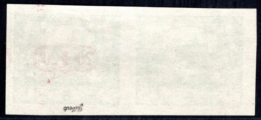 ZT Hradčany, Červený kříž, vodorovná dvoupáska s přítiskem "C" pouze na jedné známce, světle zelená 5 h, zk. Gilbert, hezké