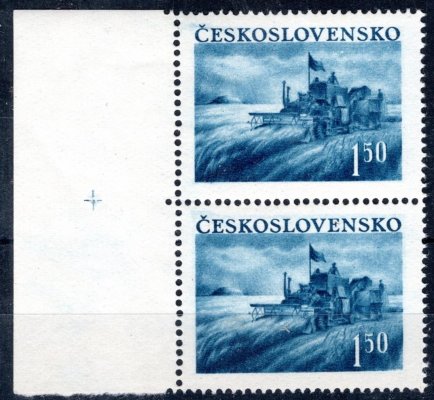 648, krajová dvoupáska s křížkem uprostřed na okraji, modrá 1,50 Kč, hledané
