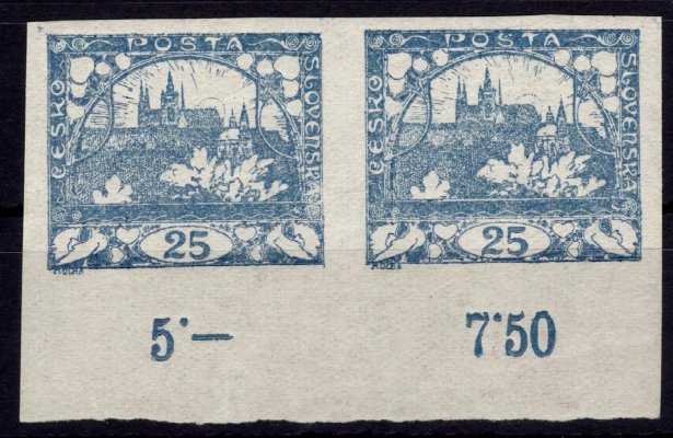 10a; 25 h světle modrá (první náklad), krajová dvoupáska s počitadly, ZP 92-93/I, svěží