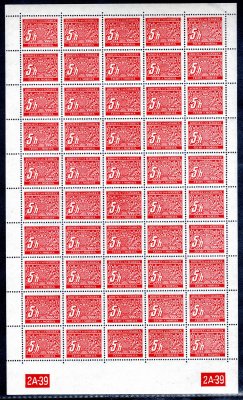 DL 1, PA (50), doplatní s DČ 2A-39, x-xčervená 5 h, v katalogu cena proškrtnuta 