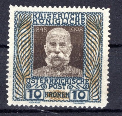 156, 10 Kr Franz Josef, emise 1908, novotisk 