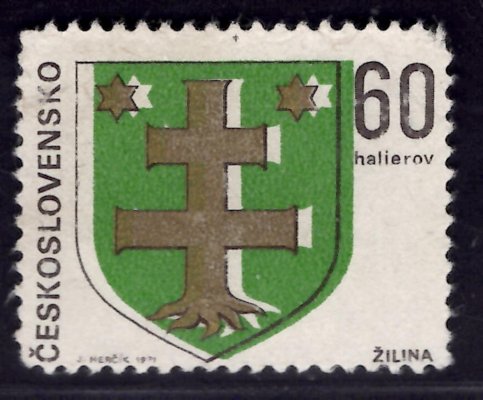 1886, 60 h Znaky Měst, velký posun zelené barvy, zkoušeno Vychroň 