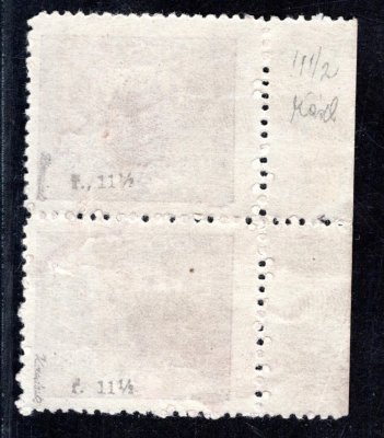 11 D, typ II, krajová dvoupáska, dvl - otisk prstu na lepu, fialová 25 h, zk. Karásek, nálepka na okraji mimo známku