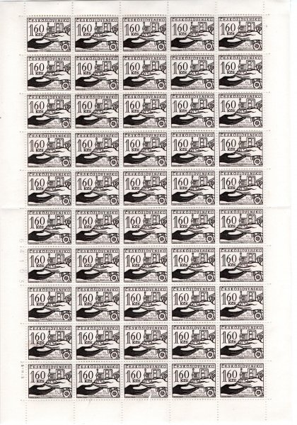  1330 ORZ PA (50), Boj proti hladu 1,60 Kčs, kompletní tiskový arch s ORZ v horní řadě, v kompletním archu naprosto ojedinělý výskyt