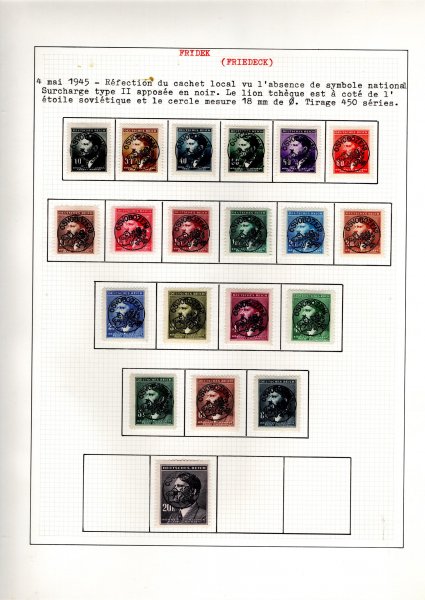 Frýdek Místek I - přetisk na známkách A.H., černý