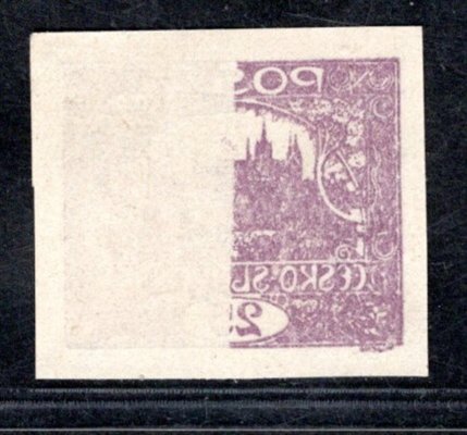 11, typ I, obtisk na polovině známky, fialová 25 h, zajímavé