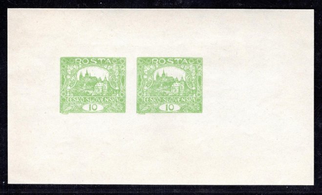 6 N F, dvojice známek, padělek, tisk ve formě aršíku, zelená 10 h - hledaná varianta