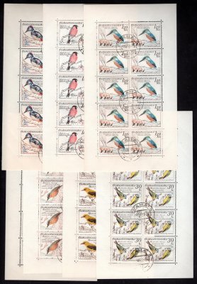1078 - 1084 PL (10), kompletní série Ptáci s kulatým razítkem