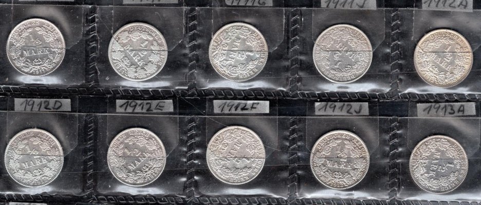 Německo, soubor mincí, zachovalost dle stavu, roky ex 1908 -1915