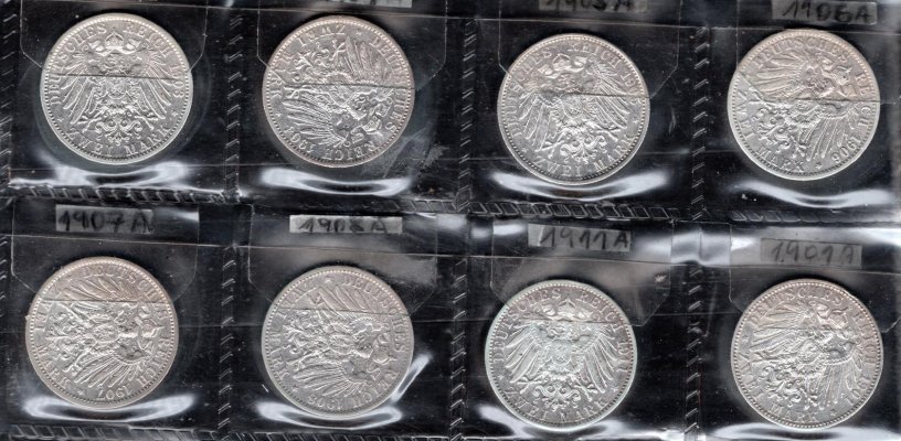 Německo, soubor mincí, zachovalost dle stavu, roky ex 1905 - 1912