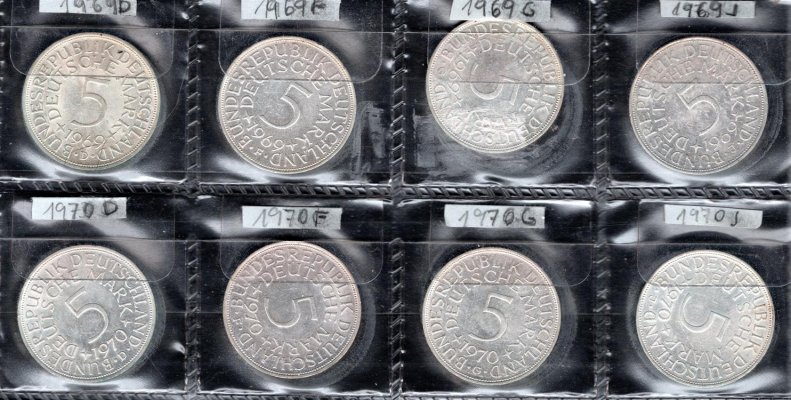 Německo, soubor mincí, zachovalost dle stavu, roky ex 1969 - 1973
